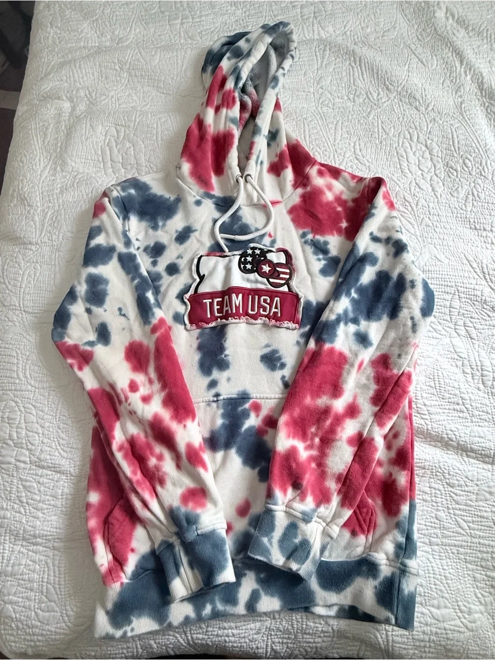 Hello Kitty Tie-Dye Team USA Hoodie - Red, Blue, White